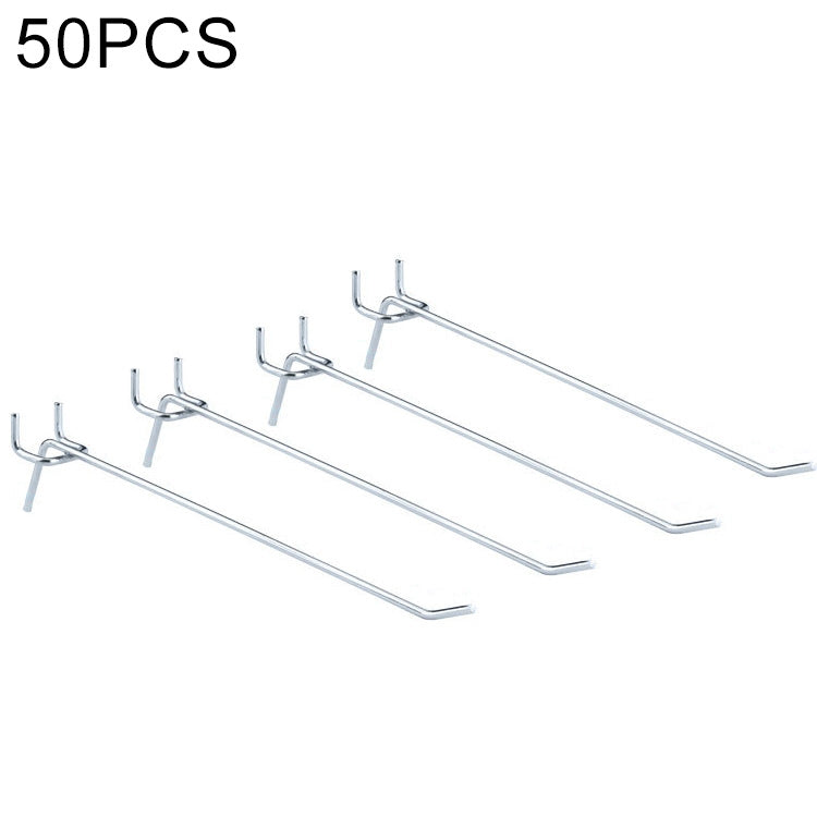 10pcs Supermarket Clothing Shop Pegboard Slat Wall Hook Shelf Hole Plate, Hole Pitch: 2.5cm, Length: 20cm, Wire Diameter: 3.3mm, Length: 20cm