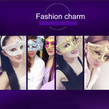 Halloween Masquerade Party Dance Plating Side Flower Feather Venice Princess Mask, Flower Feather