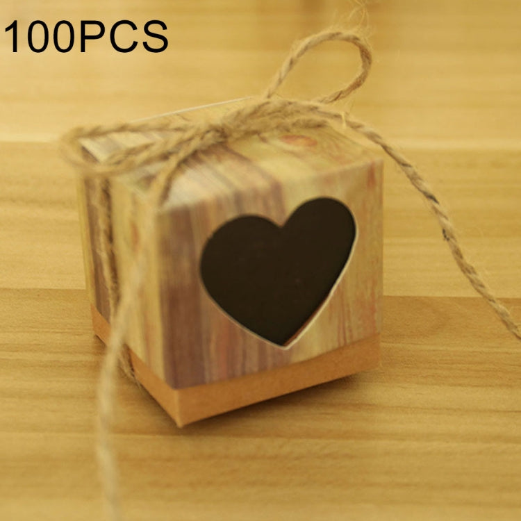 100 PCS Wedding Wood Grain Heart-shaped Pattern Hollowed-out Kraft Paper Sugar Box, Size: 5x5x5cm, Black Heart-shaped, LOVE Heart-shaped Black Heart-shaped HC6016A