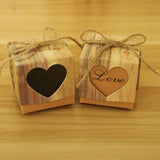 100 PCS Wedding Wood Grain Heart-shaped Pattern Hollowed-out Kraft Paper Sugar Box, Size: 5x5x5cm, Black Heart-shaped, LOVE Heart-shaped