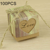 100 PCS Wedding Wood Grain Heart-shaped Pattern Hollowed-out Kraft Paper Sugar Box, Size: 5x5x5cm, Black Heart-shaped, LOVE Heart-shaped LOVE Heart-shaped HC6016B
