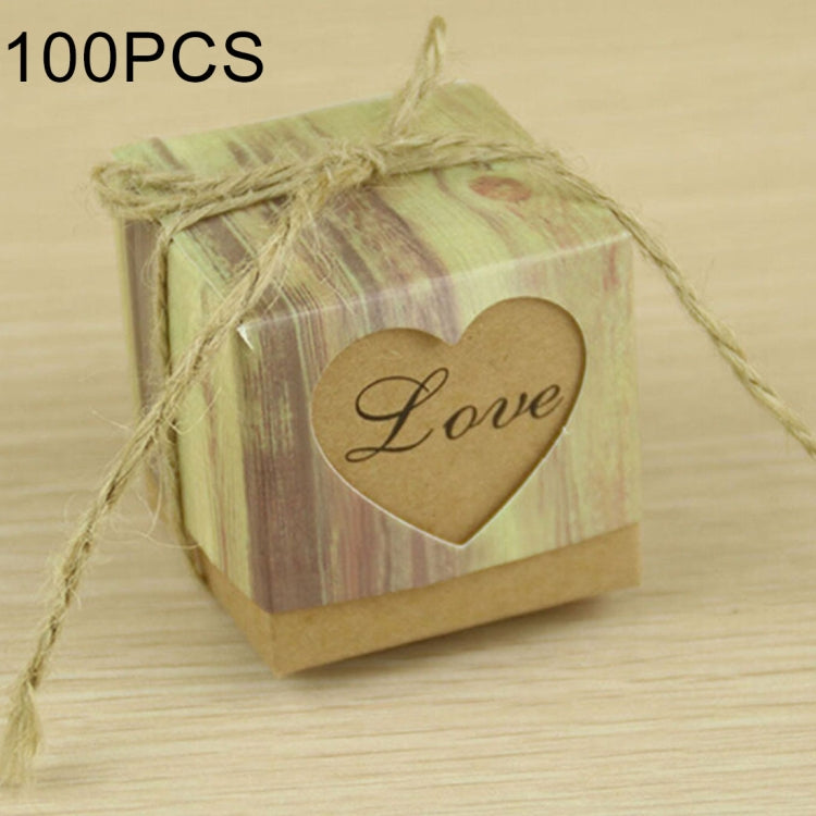 100 PCS Wedding Wood Grain Heart-shaped Pattern Hollowed-out Kraft Paper Sugar Box, Size: 5x5x5cm, Black Heart-shaped, LOVE Heart-shaped LOVE Heart-shaped HC6016B