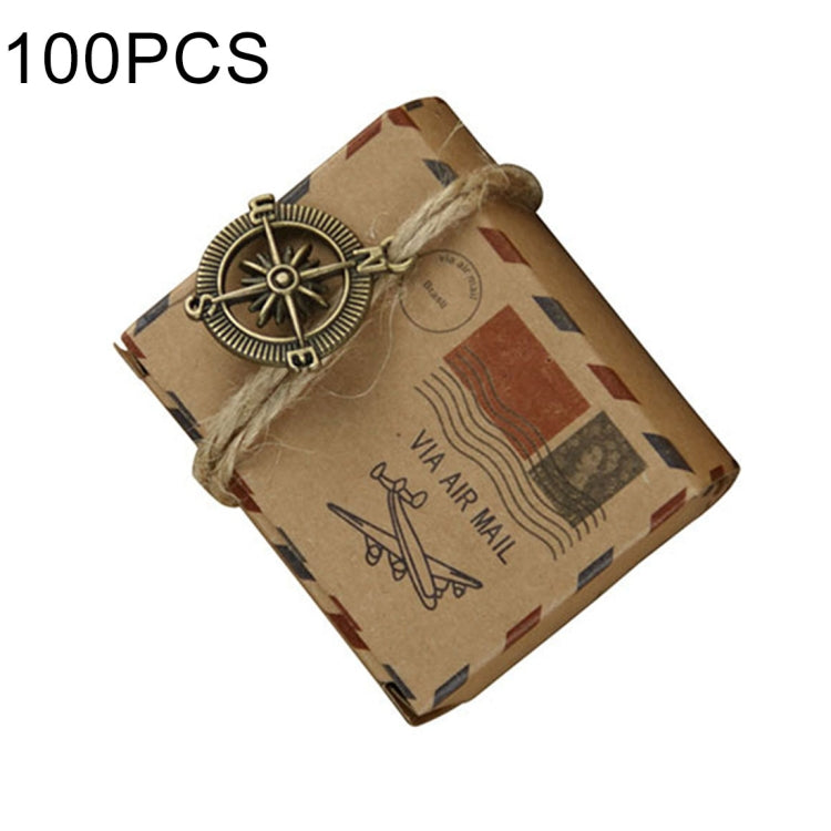 100 PCS European Wedding Retro Kraft Paper Mail Pattern Sugar Box, Size: 6x3.5x4.5cm, Earth shaped, Compass shapped Compass shapped HC6029B