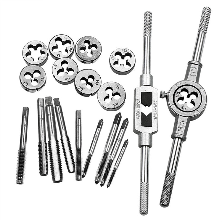 20 PCS Multi-specification Tap and Die Combination Set Hand Metric Wire Tapping Wrench Winch, 20 PCS