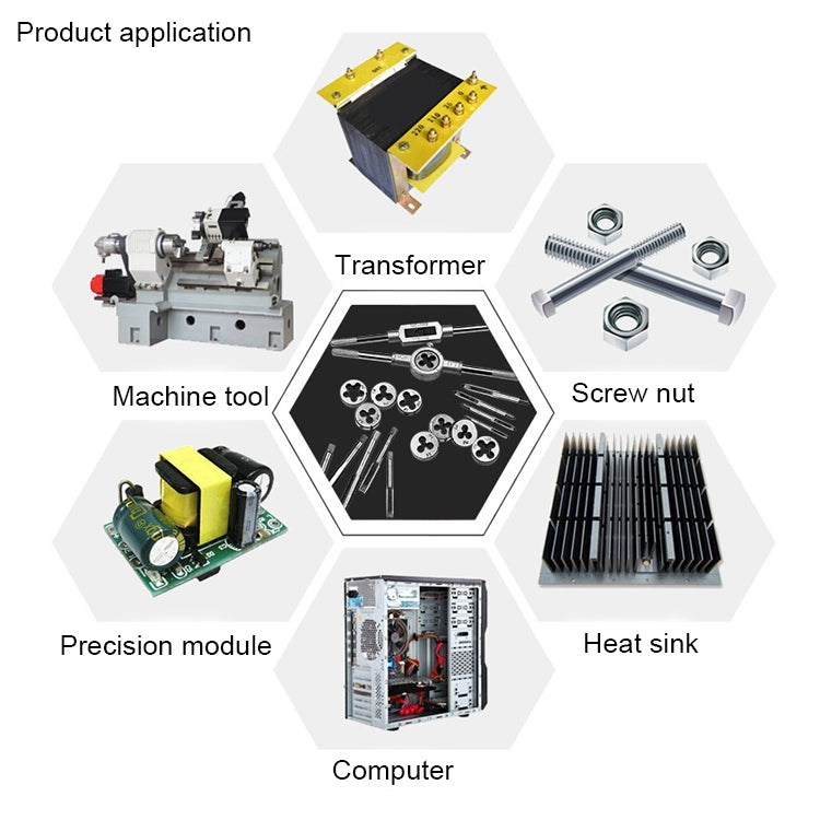 12 PCS Multi-specification Tap and Die Combination Set Hand Metric Wire Tapping Wrench Winch, 12 PCS