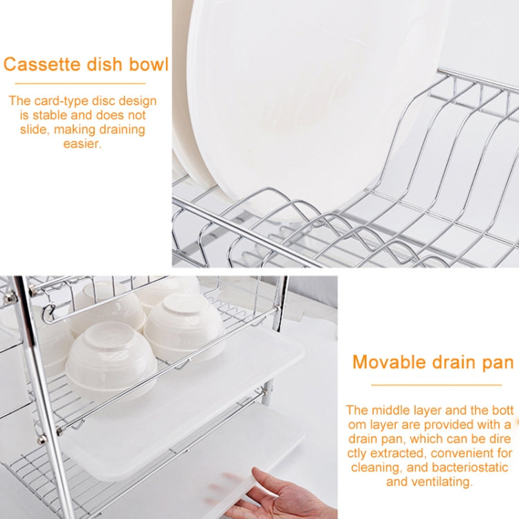 Multi-function Kitchen Stainless Steel Three Layers Flower Shape Steel Sheet Rack Hanging Bowl Dish Holder, Three Layers Flower Shape