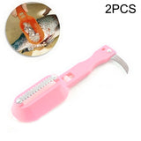 2 PCS Kitchen Essential Fish Scraper Fish Scale Planing Knife with Cover, 20x5.2cm Pink, 20x5.2cm Green, 20x5.2cm Blue 20x5.2cm Pink Pink
