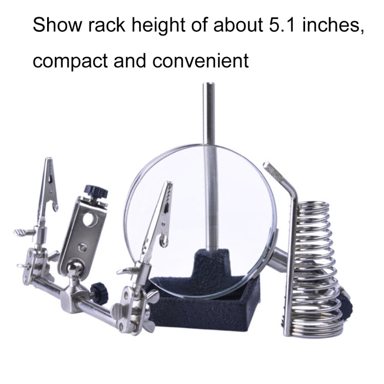 90mm Diameter 5X Multifunction Spring Iron Stand with Magnifying Glass, 5X