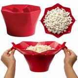 2 PCS Creative Foldable Silicone Microwave Popcorn Maker, Foldable Silicone Foldable Silicone Red