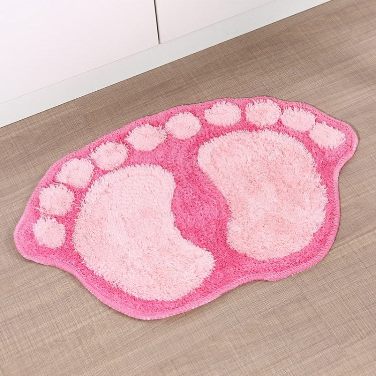 1390 Foot-shaped Non Slip Shaggy Soft Water Absorption Bedroom Bathroom Carpet Mat Pink