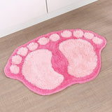 1390 Foot-shaped Non Slip Shaggy Soft Water Absorption Bedroom Bathroom Carpet Mat Pink