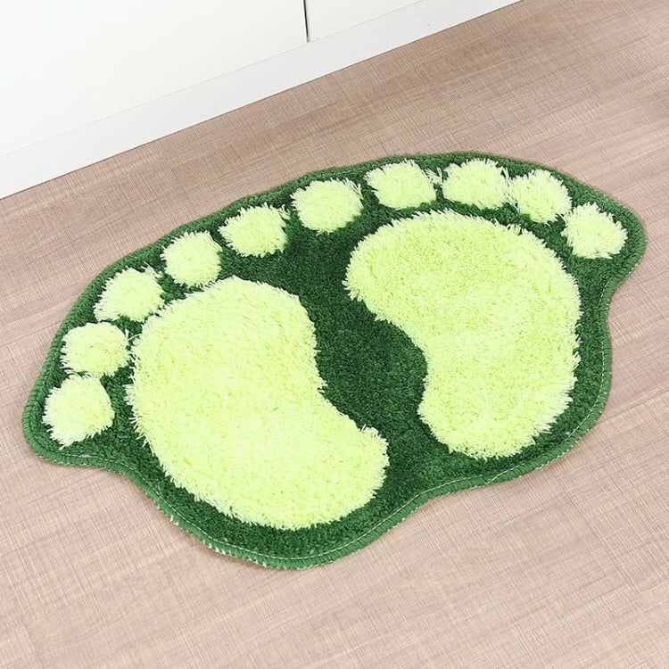 1390 Foot-shaped Non Slip Shaggy Soft Water Absorption Bedroom Bathroom Carpet Mat Green