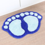 1390 Foot-shaped Non Slip Shaggy Soft Water Absorption Bedroom Bathroom Carpet Mat Blue