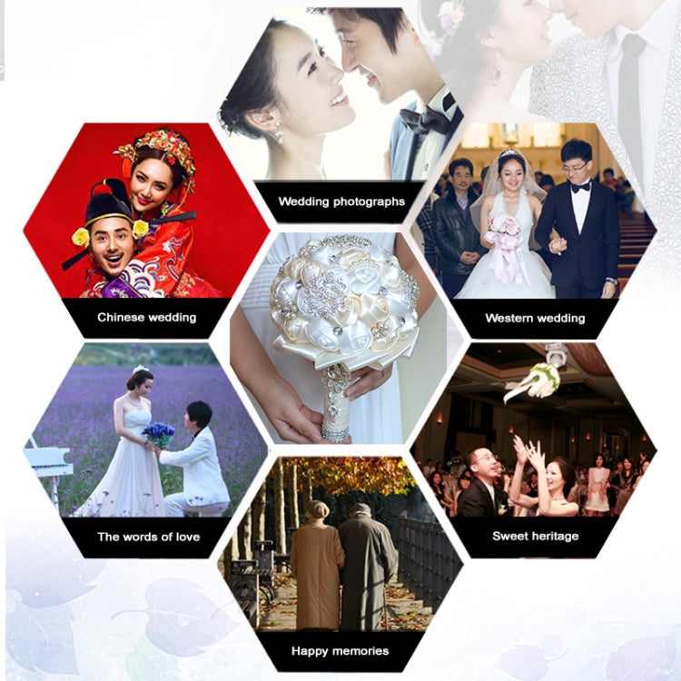 Wedding Holding Pearl Diamond Flowers Bridal Bouquet Accessories Bridesmaid Rhinestone Party Wedding Decoration Supplies, Diameter: 20cm, D453 Milk White, D453, D453 Milk White + White