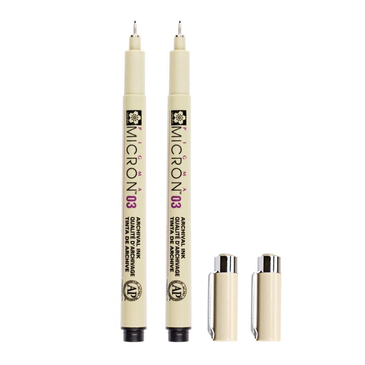 2 PCS Archival Pigment Ink Drawing Fineliner Pens Nib Manga Micron Pen, 0.45mm, 0.5mm, 0.25mm, 0.3mm, 0.35mm