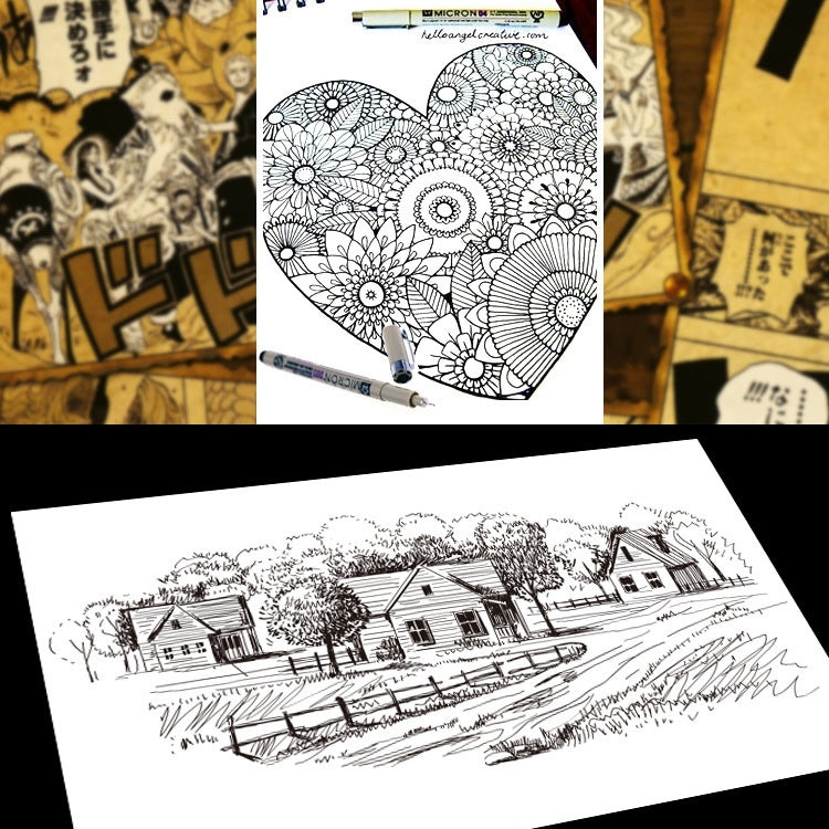 2 PCS Archival Pigment Ink Drawing Fineliner Pens Nib Manga Micron Pen, 0.5mm, 0.25mm, 0.3mm, 0.35mm, 0.4mm, 0.45mm