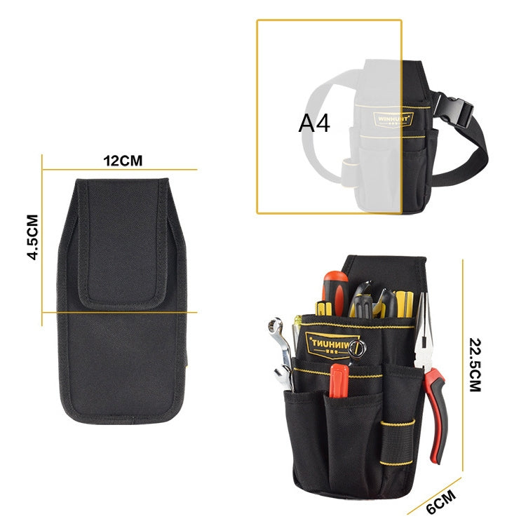 Professional Oxford Cloth Electrician Belt Pouch Convenient Tool Bag, WH008 Black