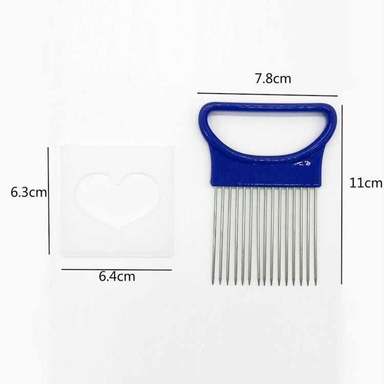 Stainless Steel Vegetable Onion Cutter Holder Meat Needle Kitchen Tools, Blue(1PC), Orange(1PC)
