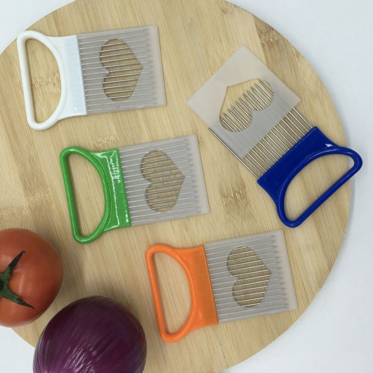 Stainless Steel Vegetable Onion Cutter Holder Meat Needle Kitchen Tools, Blue(1PC), Orange(1PC)