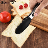 12 inch Silicone Non-slip Food Bread Barbecue BBQ Clip Tongs Kitchen Tools, 12 inch Black, 12 inch Red 12 inch Black Black