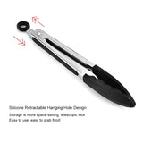 12 inch Silicone Non-slip Food Bread Barbecue BBQ Clip Tongs Kitchen Tools, 12 inch Black, 12 inch Red