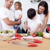 12 inch Silicone Non-slip Food Bread Barbecue BBQ Clip Tongs Kitchen Tools, 12 inch Black, 12 inch Red