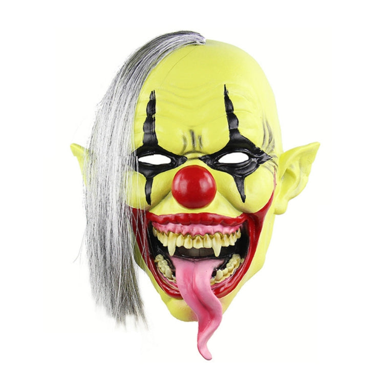 Halloween Festival Party Latex Green Face Clown Frightened Mask, with Hair, Green Face Clown