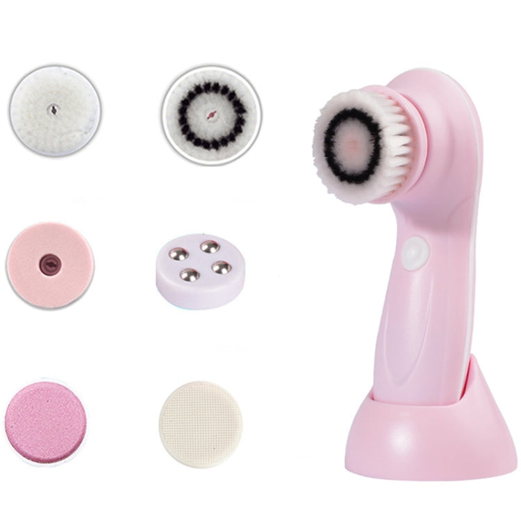 1.2W USB Charging Electronic Cleaning Face Beauty Instrument Pores Nose Blackhead Facial Cleansing Brush, 6 in 1 6 in 1 Pink