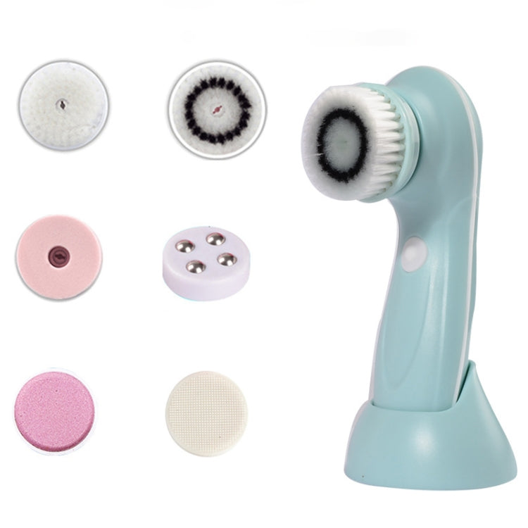 1.2W USB Charging Electronic Cleaning Face Beauty Instrument Pores Nose Blackhead Facial Cleansing Brush, 6 in 1 6 in 1 Blue