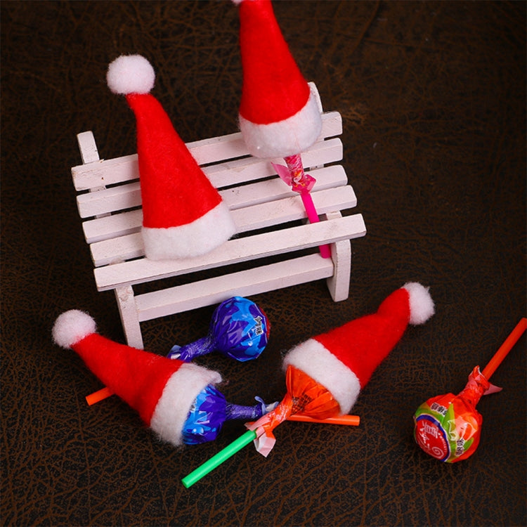 20 PCS Christmas Dinner Table Decoration Candy Lollipop Hat, Non-woven Fabric Mini Christmas Hat, Candy Lollipop Hat