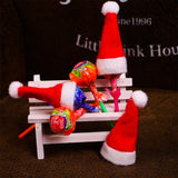 20 PCS Christmas Dinner Table Decoration Candy Lollipop Hat, Non-woven Fabric Mini Christmas Hat, Candy Lollipop Hat