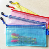 12 PCS Zipper Plastic Mesh Stationery Bag, Random Color Delivery (A5, Size: 24x17.5cm), A5, Size: 24x17.5cm