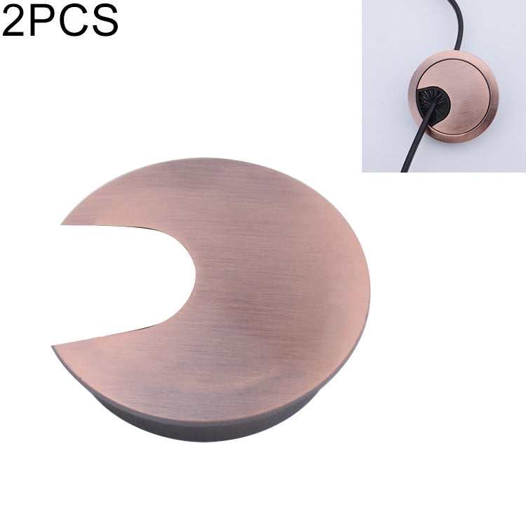 2 PCS Desk Computer Desktop Zinc Alloy Round Threading Box Hole Cover, Hole Diameter: 35mm (Bright Gold), 35mm Matte Silver, 35mm Brushed Steel, 35mm Bright Gold, 35mm Green Bronze, 35mm Red Bronze, 35mm Matte Black 35mm Red Bronze HC7296B