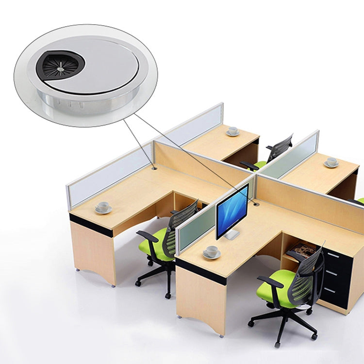 2 PCS Desk Computer Desktop Zinc Alloy Round Threading Box Hole Cover, Hole Diameter: 50mm (Bright Gold), 50mm