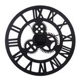 Retro Wooden Round Single-sided Gear Clock Rome Number Wall Clock, Diameter: 70cm, Rome Number 70cm, Rome Number 70cm