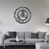 Retro Wooden Round Single-sided Gear Clock Rome Number Wall Clock, Diameter: 70cm, Rome Number 70cm, Rome Number 70cm