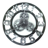 Retro Wooden Round Single-sided Gear Clock Number Wall Clock, Diameter: 58cm, Number 58, Number 58cm