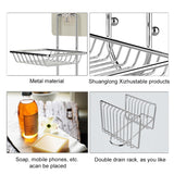 Creative Double Layer Stainless Steel Soap Stand Non-trace Magic Sticker Style Soap Dish Bathroom Shelf Belt Hanger, Double Layer Bathroom Shelf 1