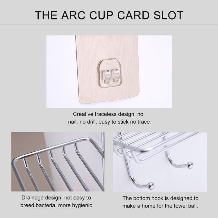 Creative Double Layer Stainless Steel Soap Stand Non-trace Magic Sticker Style Soap Dish Bathroom Shelf Belt Hanger, Double Layer Bathroom Shelf 1