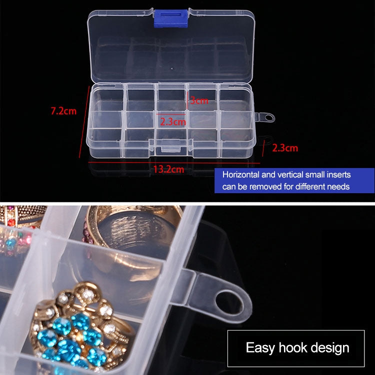 10 PCS Removable Grid Plastic Box Organizer for Jewelry Earring Fishing Hook Small Accessories, Size: Small, 10 Slots, 10 Slots (Pink+Blue), 10 Slots (Orange + blue), 10 Slots (Purple+Blue), 10 Slots (White+Pink), 10 Slots (White+Blue)