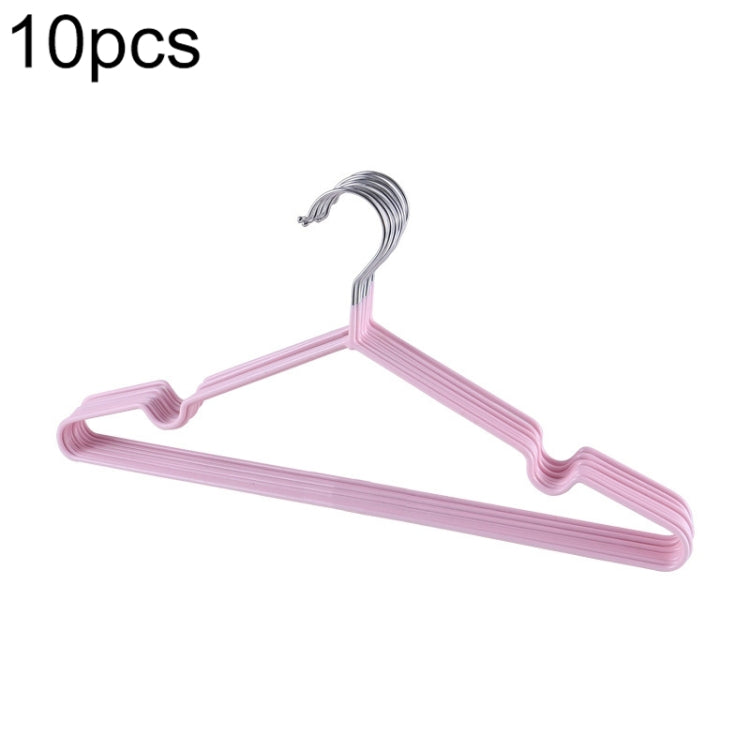 10pcs Household Stainless Steel PVC Coating Anti-skid Traceless Clothes Drying Rack Pink