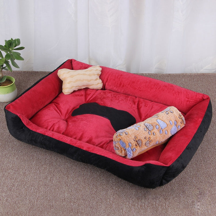 Dog Bone Pattern Big Soft Warm Kennel Pet Dog Cat Mat Blanket, with Blanket Size: S, 60×45×15cm, Size: S
