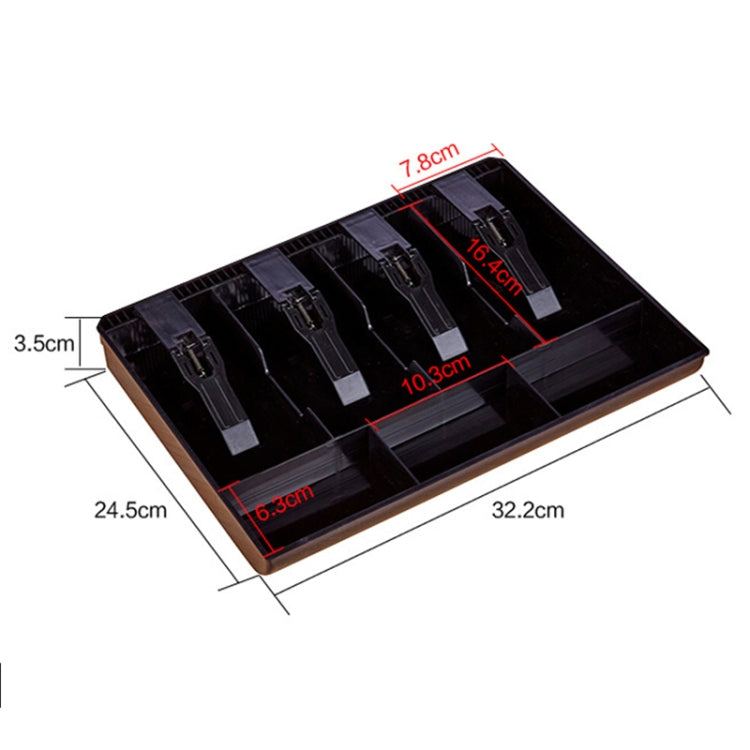 Durable Four-frame ABS Cash Coin Register Insert Tray Cashier Drawer Storage Cash Register Tray Box Classify Organizer, Four-frame (Black)