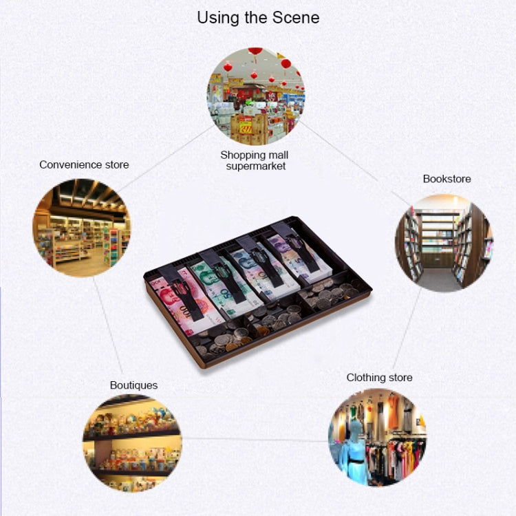 Durable Four-frame ABS Cash Coin Register Insert Tray Cashier Drawer Storage Cash Register Tray Box Classify Organizer, Four-frame (Black)