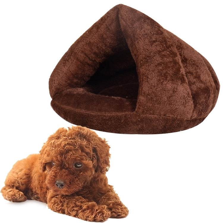 Triangular Cat Kennel Warm Thicken Mongolian Yurt Pet Dogs Cats House Size: M, 40×40×30cm, Size: M Size: M Dark Coffee