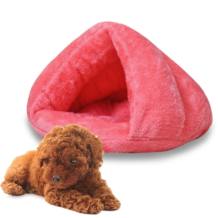 Triangular Cat Kennel Warm Thicken Mongolian Yurt Pet Dogs Cats House Size: M, 40×40×30cm, Size: M Size: M Pink