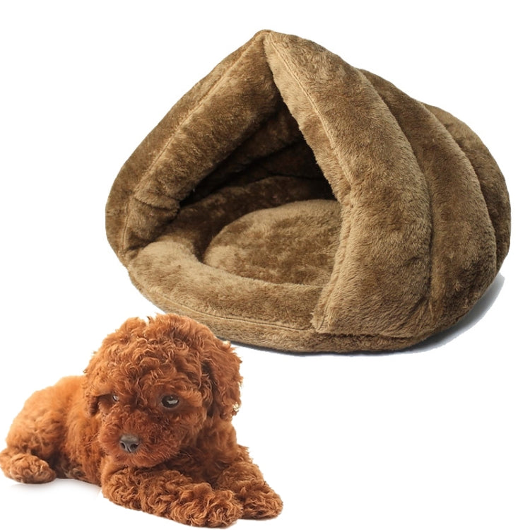 Triangular Cat Kennel Warm Thicken Mongolian Yurt Pet Dogs Cats House Size: M, 40×40×30cm, Size: M Size: M Brown