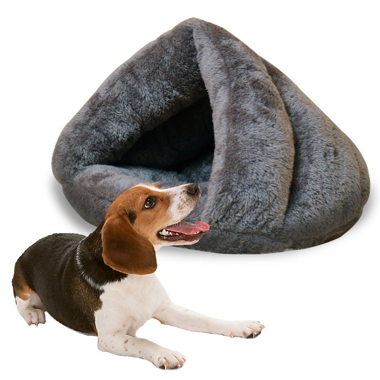 Triangular Cat Kennel Warm Thicken Mongolian Yurt Pet Dogs Cats House Size: L, 45×45×33cm, Size: L Size: L Grey