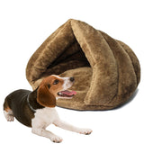 Triangular Cat Kennel Warm Thicken Mongolian Yurt Pet Dogs Cats House Size: L, 45×45×33cm, Size: L Size: L Brown