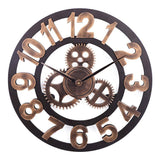 Retro Wooden Round Single-sided Gear Clock Arabic Number Wall Clock, Diameter: 70cm, Number 70cm